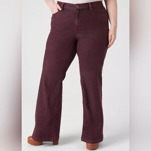 Lane Bryant Maroon Jeans Flex Magic Waistband Signature Fit Mid-Rise Flare 16